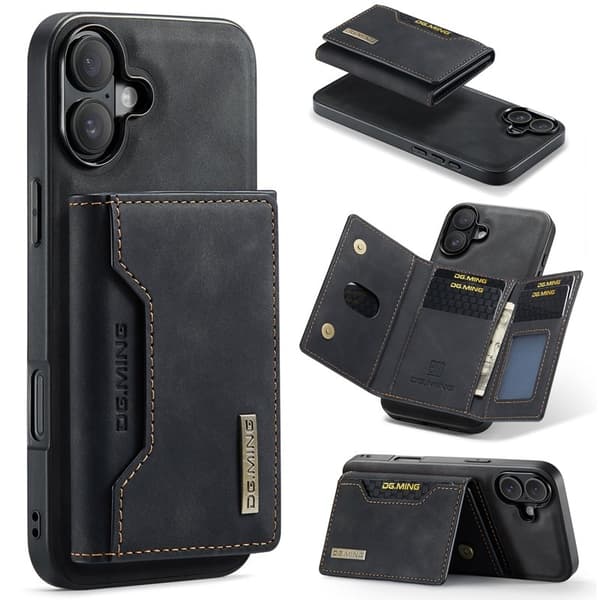 DG.MING M2 Series Mobilskal till iPhone 16 PU+PC+TPU - Svart