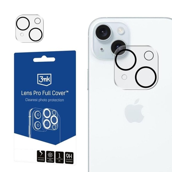 3MK iPhone 15/15 Plus kameralinsecover i hærdet glas Lens Pro