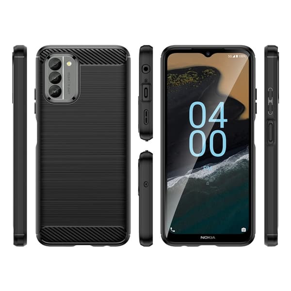 Nokia G400 Telefonetui Kulstof Silikone Fleksibel - Sort Black