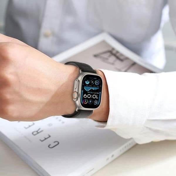 Tech-Protect Apple Watch (44/45/46/49mm) Armbånd Nylon Stripe - Crayon Grey Grå