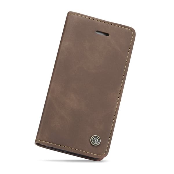 CASEME 013 iPhone 5s/SE Konstläder Plånboksfodral med kortplats - Kaffe