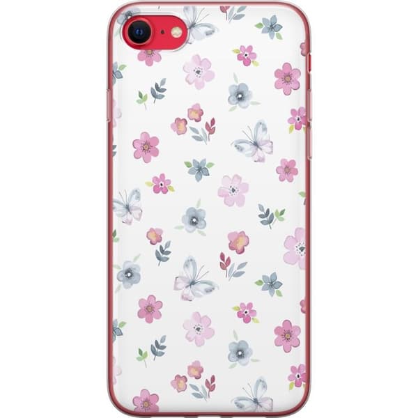 Telefontaske til Apple iPhone SE (2020) med blomster og sommerfugle