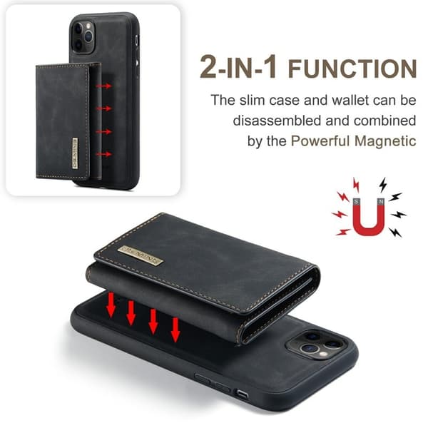 DG.MING M1 Wallet Mobilskal med Kickstand för iPhone 11 Pro - Svart