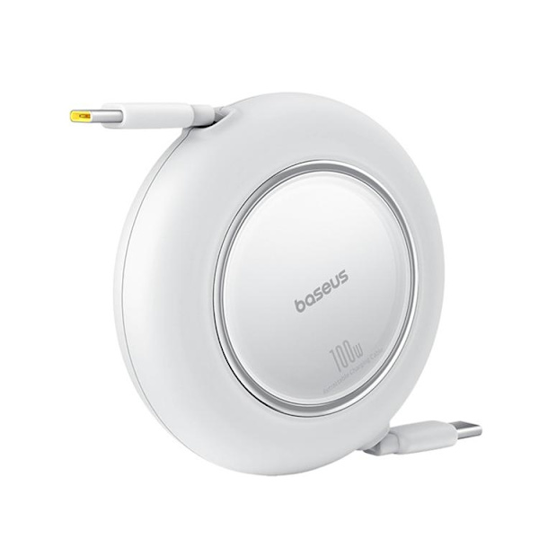 Baseus Infällbar USB-C till USB-C 100W Kabel 2m Free2Pull Mini Vit