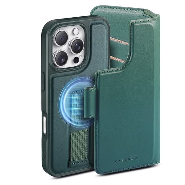 CASENEO iPhone 16 Pro Max Plånboksfodral Konstläder - Grön