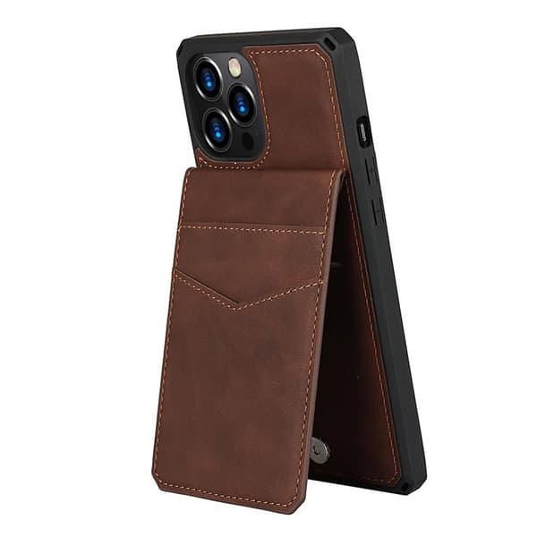 Skal med Kortplatser till iPhone 12 Pro Max - Brun Brown