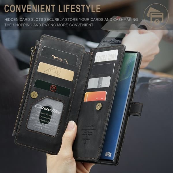 CASEME Konstläder Plånboksfodral för Samsung Galaxy Note20 Ultra - Svart