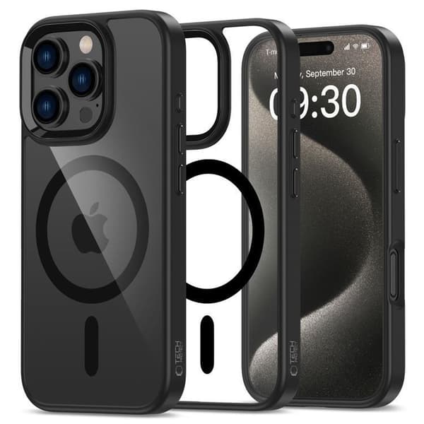 Tech-Protect Telefontaske til iPhone 16 Pro Max Magsafe Magmat - Sort/Klar Svart