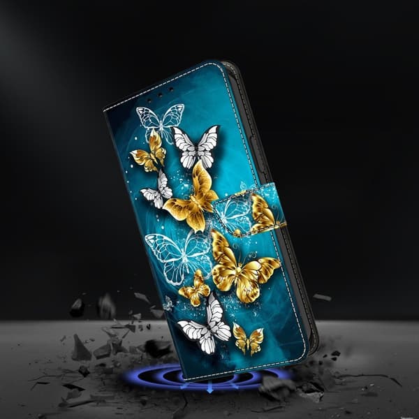 Samsung Galaxy S26 Plus Plånboksfodral Ställning Mönstertryck Konstläder - Guld
