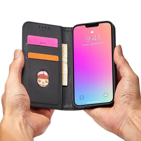 iPhone 13 mini Wallet Case Magneettijalusta - musta