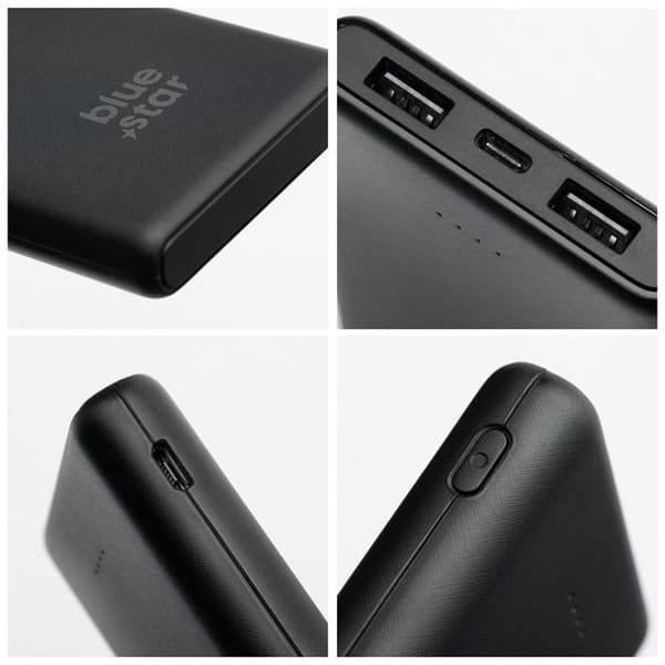Blå Star Strømbank 10000 mAh 2A W1061 - Sort Black