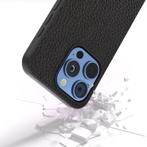 ABEEL Mobilskal till iPhone 16 Pro TPU + Äkta Läder Skydd - Svart