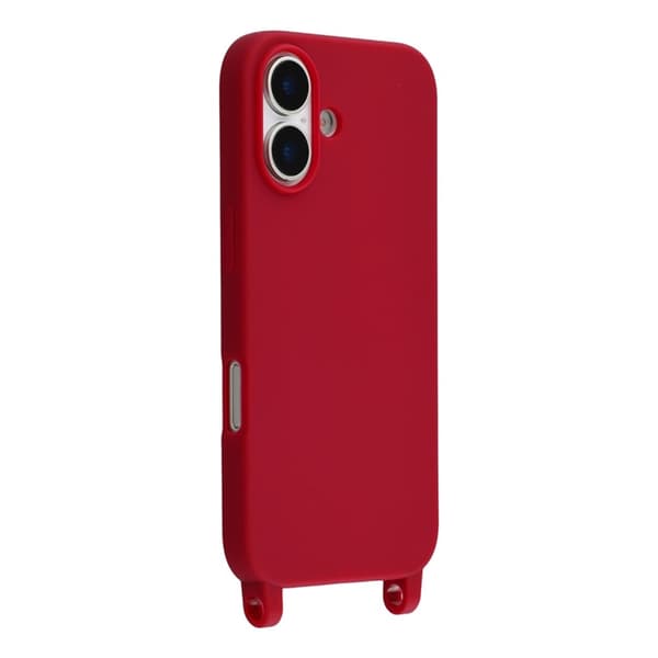 Mobilskal till iPhone 17 TPU Shockproof med Lanyard - Mörkröd Röd