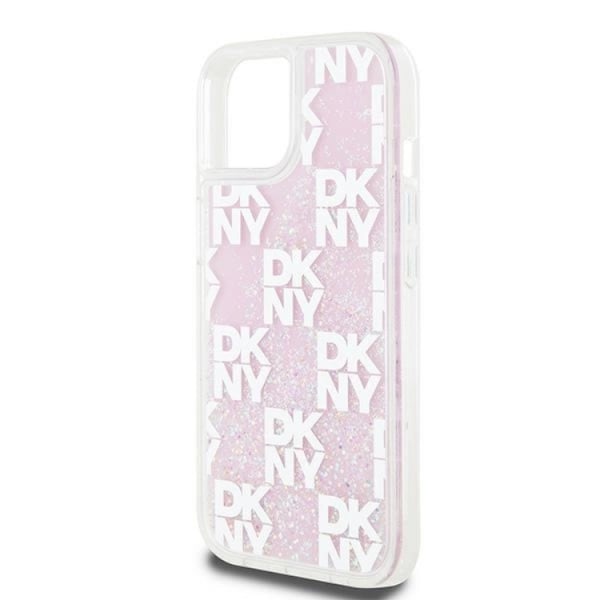 DKNY iPhone 14 Mobilskal Liquid Glitter Multi Logo - Rosa