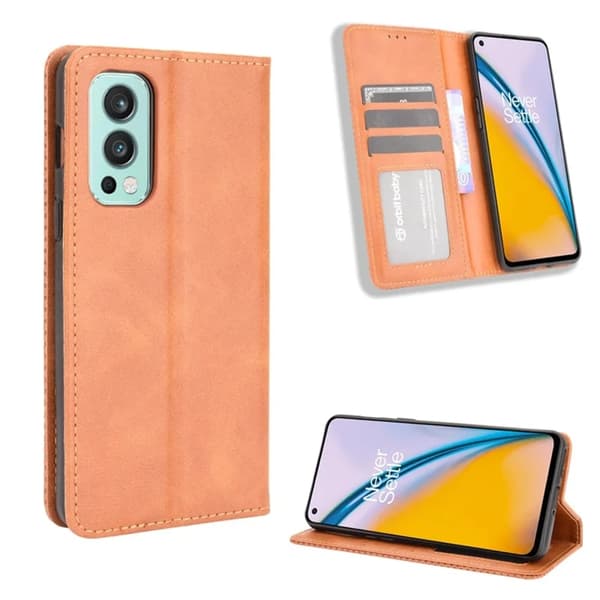 OnePlus Nord 2 5G Plånboksfodral Retro Style Flip Stativ Brun