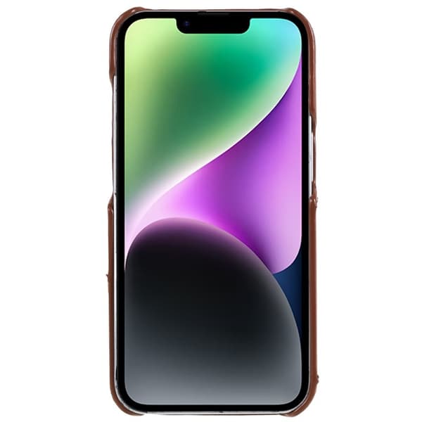 FIERRE SHANN för Mobilskal till iPhone 14 Plus Äkta läder - Brun