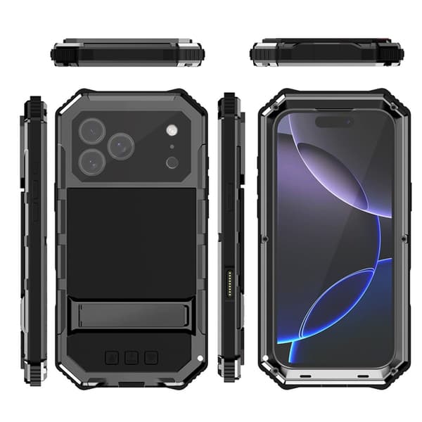 R-JUST Mobilskal till iPhone 17 Pro Max med Härdat Glas - Svart