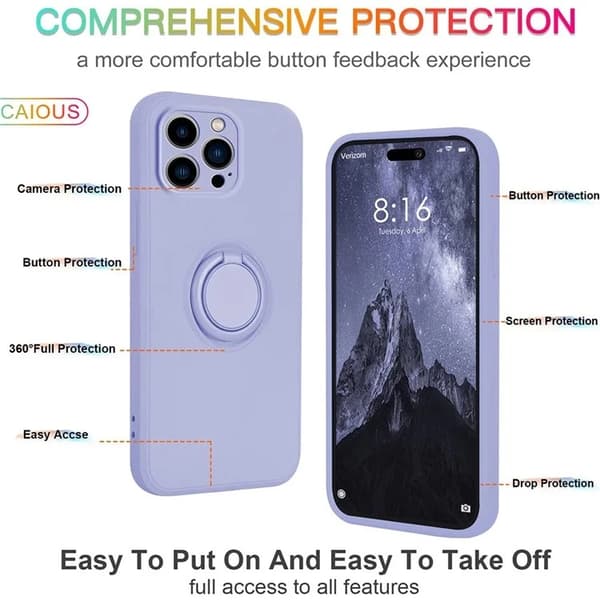 Telefontaske til iPhone 16 Plus Silikone Ring - Lilla Lila