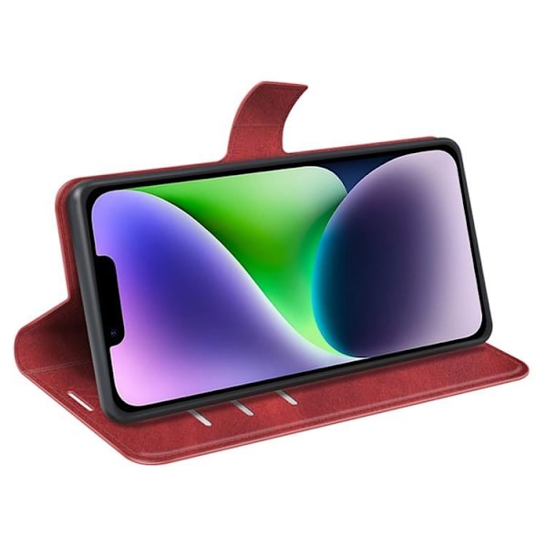 iPhone 15 Plus Plånboksfodral Calf Flip Folio - Röd