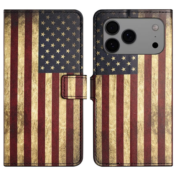 iPhone 17 Pro Plånboksfodral Pattern Print Konstläder Blå