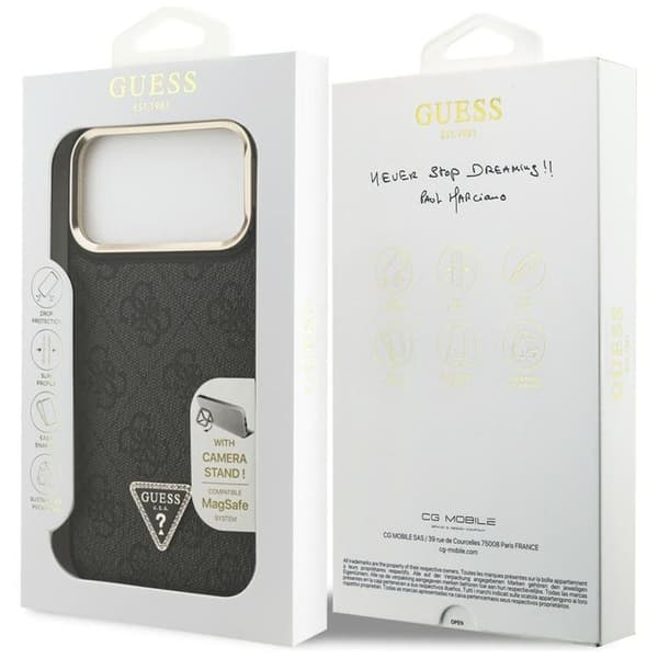 Guess Mobilskal till iPhone 17 Pro Max MagSafe Triangle Logo & Stand Svart