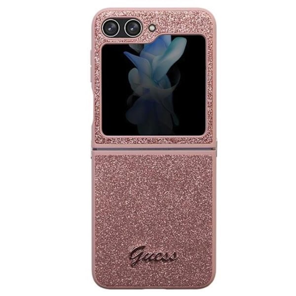 Guess Mobilskal till Galaxy Z Flip 5 Glitter Script - Rosa Rosa