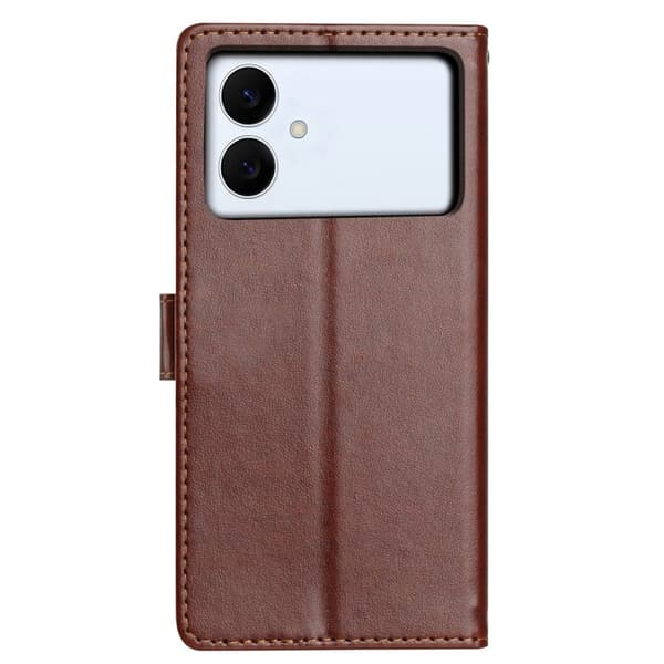 Samsung Galaxy S26 Edge Plånboksfodral Ställ Konstläder - Brun