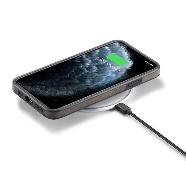 DG.MING Mobilskal till iPhone 11 Pro Max Läderbeläggning Brun