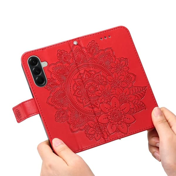 Samsung Galaxy A57 Plånboksfodral Konstläder Ställ Skydd - Röd