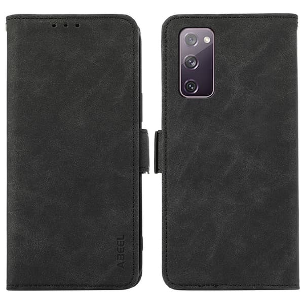 ABEEL Magnetic Konstläder Plånboksfodral för Samsung Galaxy S20 FE - Svart