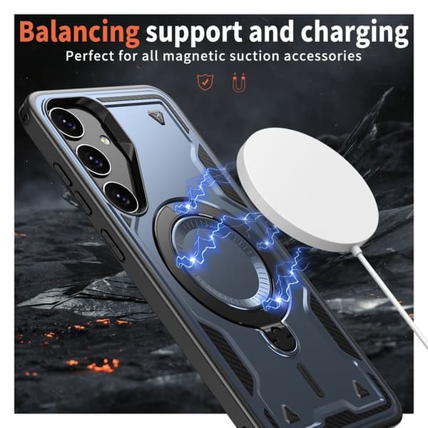 Mobilskal till Samsung Galaxy S25+ Plast Militärskydd Kickstand - Blå
