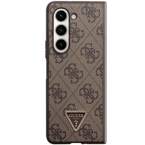 Guess Galaxy Z Fold 5 Mobilskal Läder Diamond Triangle - Brun