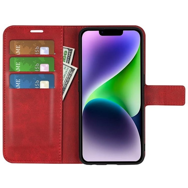 iPhone 15 Plus Plånboksfodral Calf Flip Folio - Röd