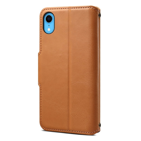 DENIOR iPhone XR Plånboksfodral Konstläder Skydd Khaki