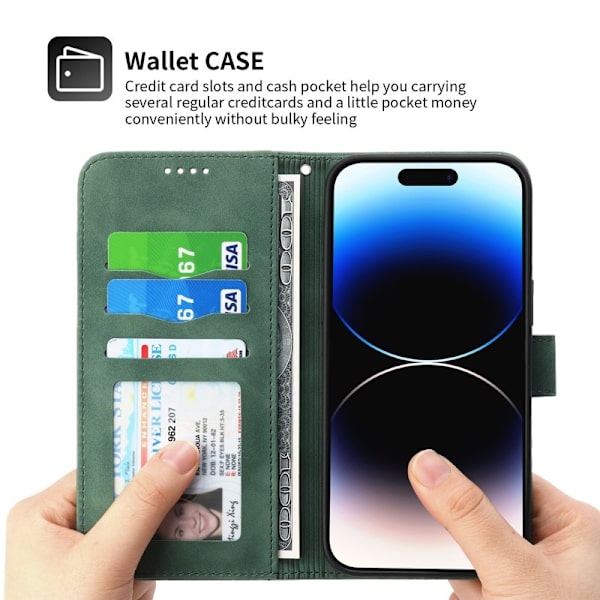 DIERFENG DF-03 Plånboksfodral i Konstläder för iPhone 12 Pro Max - Grön