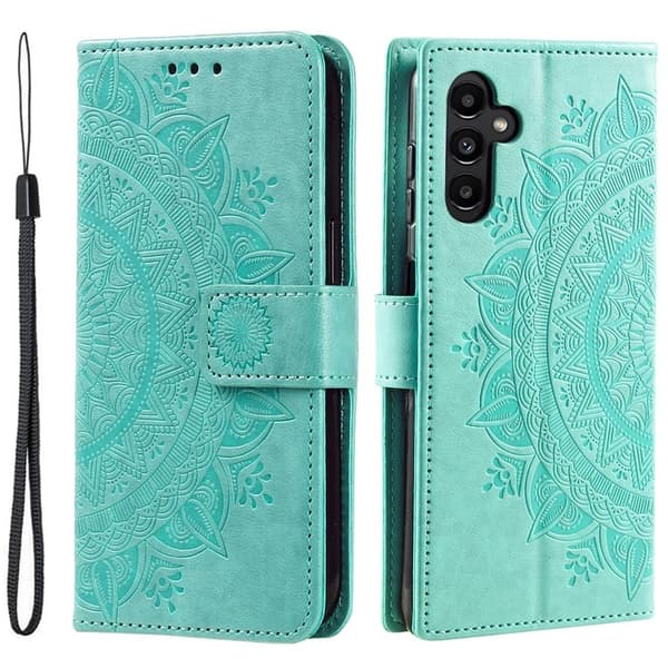 Galaxy A24 4G Plånboksfodral Imprinted Mandala Flower - Grön Grön