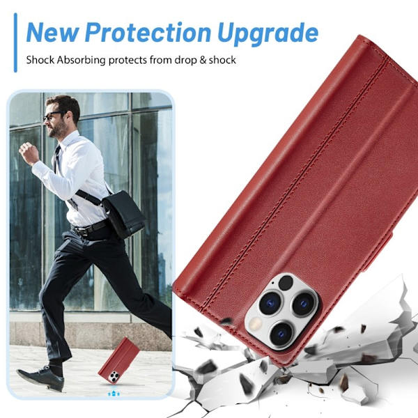 LC.IMEEKE iPhone 16 Pro Plånboksfodral Konstläder - Röd