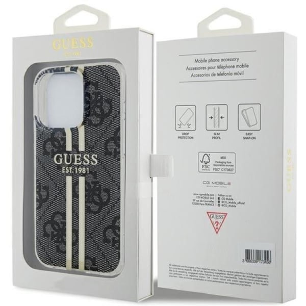 Guess iPhone 15 Pro Max Mobile Cover 4G Gold Stripes - musta