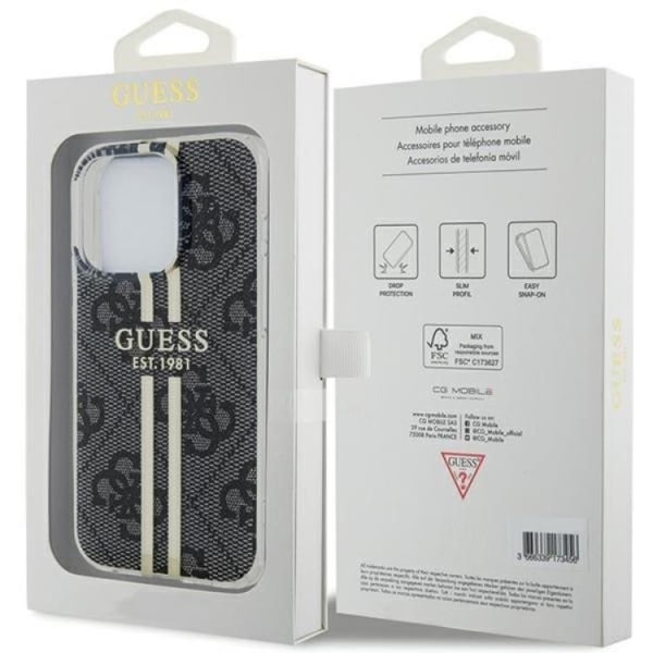 Guess iPhone 15 Pro Max -puhelinkuori 4G Gold Stripes - Musta