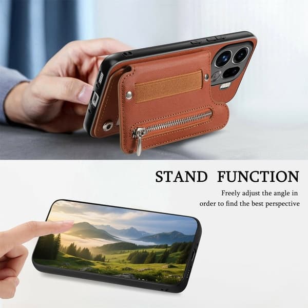 Oppo Find X9 Pro 5G Plånboksfodral Konstläder RFID Skydd - Brun