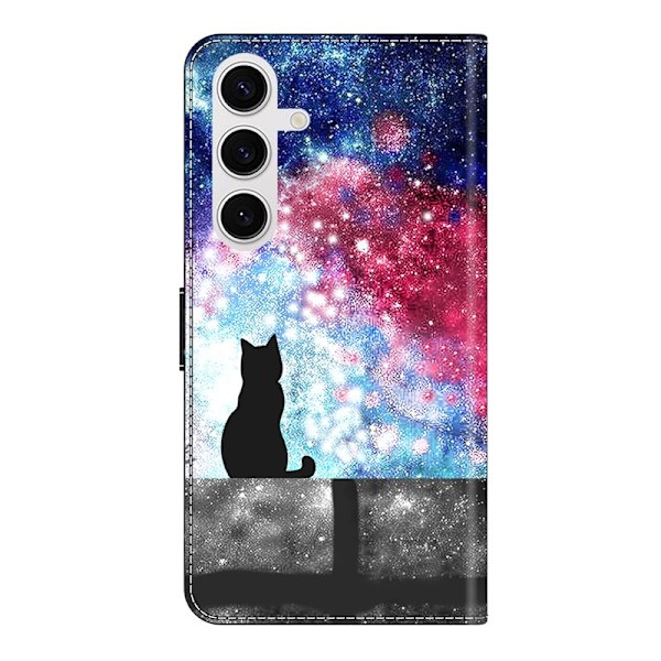 Samsung Galaxy S26 Plånboksfodral Fällbart Ställ Konstläder Mönster - Katt
