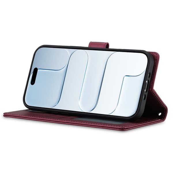 LC.IMEEKE L2 Series iPhone Air Plånboksfodral Konstläder - Röd