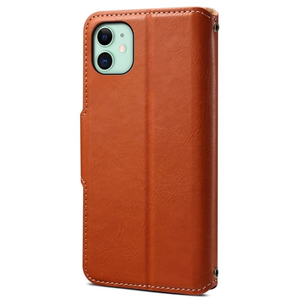 DENIOR iPhone 11 Plånboksfodral Konstläder Stötbeständig - Brun