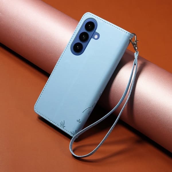 Mobilskal till Samsung Galaxy S26 Plus RFID-Skydd KonstLäder Hundmönster - Blå