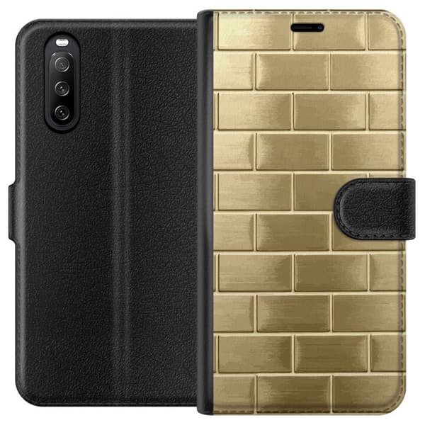 Plånboksfodral till Sony Xperia 10 III med Gyllene Murstenar