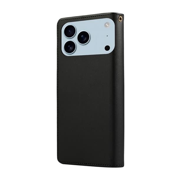 iPhone 17 Pro Plånboksfodral RFID Rhombus Läder - Svart Svart