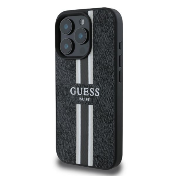 Guess telefonetui til iPhone 16 Pro Max Magsafe 4G trykte striber Black