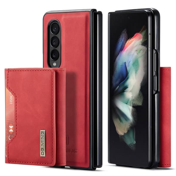 DG.MING Konstläder Plånboksfodral för Samsung Galaxy Z Fold3 5G Röd