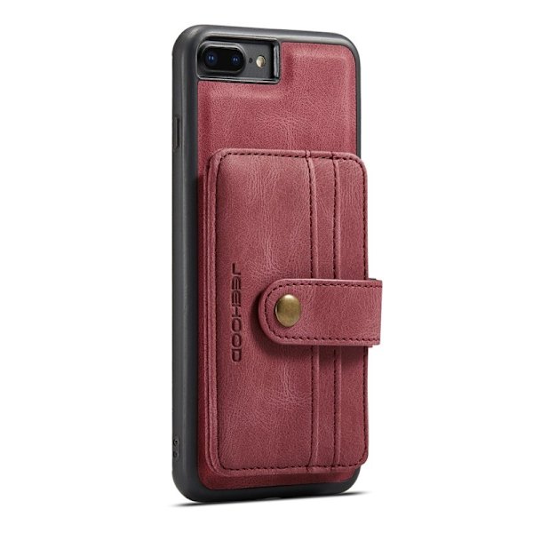 JEEHOOD Plånboksfodral iPhone 7 Plus/8 Plus RFID-Skydd Röd
