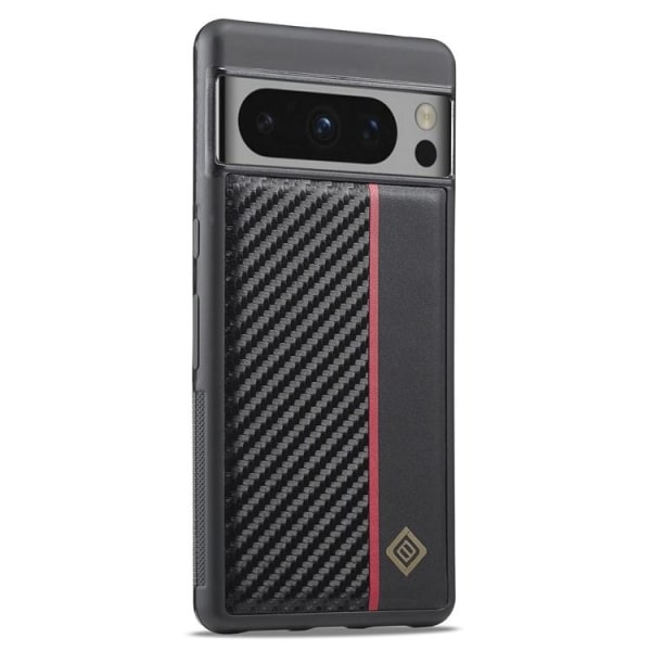 LC.imeeke Google Pixel 8 Mobile Case Carbon Fiber PU Leather - musta